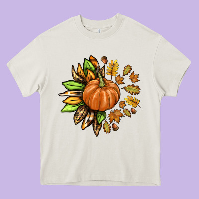Fall Sunflower With Pumpkin Heavy Core Tee Designed By Texasbilliewilder