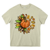 Mossy Fall Sunflower with Pumpkin Heavy Core Tee - texasbilliewilder