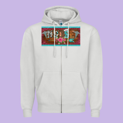 Western Nurse With Medical  Symbol Caduceus And Arrow License Plate Te Zipper Hoodie Designed By Barkaloodesign