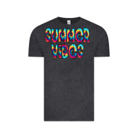 Vintage Black summer vibes tie dye doodle Vintage Tee - CowCowDesign