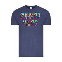 Vintage Denim summer vibes tie dye doodle Vintage Tee - CowCowDesign