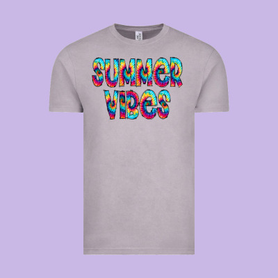Summer Vibes Tie Dye Doodle Vintage Tee Designed By Cowcowdesign