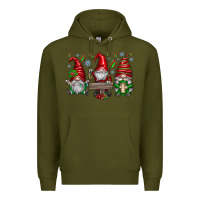 Army Green christmas gnomes celebration Premium Hoodie - CowhideDigitalArt