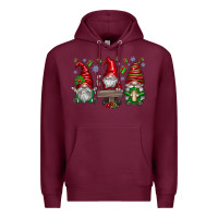 Burgundy christmas gnomes celebration Premium Hoodie - CowhideDigitalArt