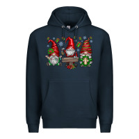 Navy christmas gnomes celebration Premium Hoodie - CowhideDigitalArt