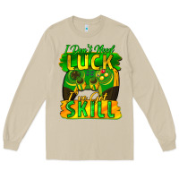 Mushroom I don't need luck i've got skill st. patricks day Long Sleeve Tee - FaDigitalArtStudio
