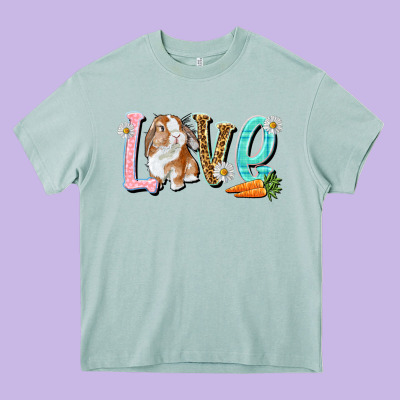 Love Easter Rabbit Heavy Core Tee Designed By Nancycooperartshop