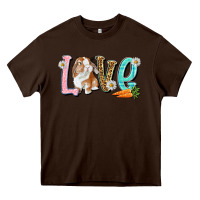 Chocolate Brown Love Easter Rabbit Heavy Core Tee - NancyCooperArtShop