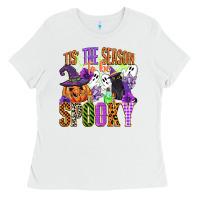 White tis the season to be spooky Ladies Tee - CowGirlArtShop