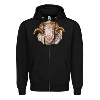 Black merino wool ram Zipper Hoodie - BarkalooDesign