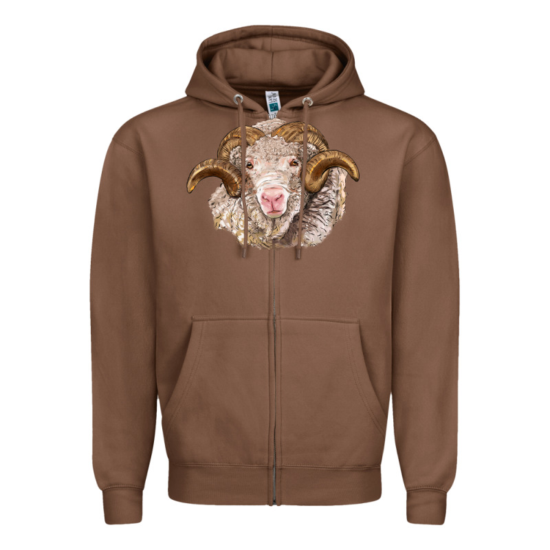 Merino Wool Ram Zipper Hoodie by BarkalooDesign | Teevron
