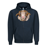 Navy merino wool ram Zipper Hoodie - BarkalooDesign
