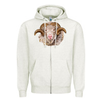 Oatmeal Heather merino wool ram Zipper Hoodie - BarkalooDesign