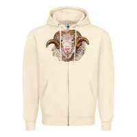 Sandshell merino wool ram Zipper Hoodie - BarkalooDesign
