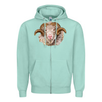Seafoam merino wool ram Zipper Hoodie - BarkalooDesign