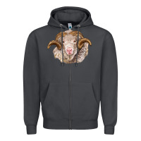 Smoke merino wool ram Zipper Hoodie - BarkalooDesign