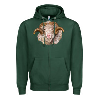 Sports Green merino wool ram Zipper Hoodie - BarkalooDesign