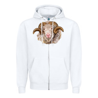 White merino wool ram Zipper Hoodie - BarkalooDesign
