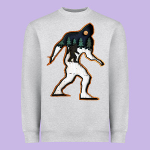 Bigfoot Wood Layered Christmas Heavyweight Sweatshirt Designed By Designefamous