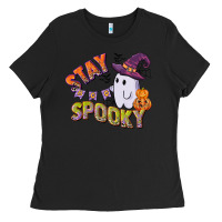Black stay spooky Ladies Tee - CowGirlArtShop