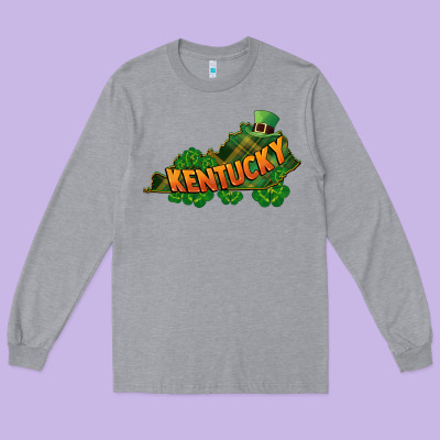 Kentucky Map St. Patrick's Day Long Sleeve Tee Designed By Fadigitalartstudio