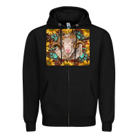 Black merino ram with sunflowers and gemstone mousepad Zipper Hoodie - BarkalooDesign