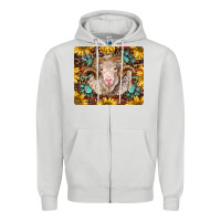 Dove Grey merino ram with sunflowers and gemstone mousepad Zipper Hoodie - BarkalooDesign