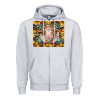 Heather Grey merino ram with sunflowers and gemstone mousepad Zipper Hoodie - BarkalooDesign