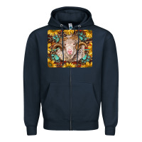 Navy merino ram with sunflowers and gemstone mousepad Zipper Hoodie - BarkalooDesign