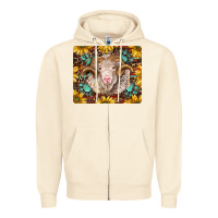 Sandshell merino ram with sunflowers and gemstone mousepad Zipper Hoodie - BarkalooDesign