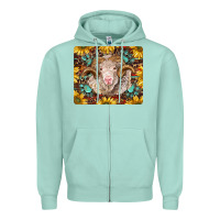 Seafoam merino ram with sunflowers and gemstone mousepad Zipper Hoodie - BarkalooDesign