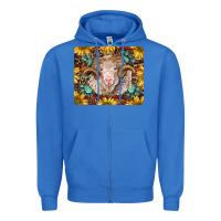 True Royal merino ram with sunflowers and gemstone mousepad Zipper Hoodie - BarkalooDesign
