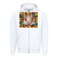 White merino ram with sunflowers and gemstone mousepad Zipper Hoodie - BarkalooDesign