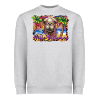 Heather Grey hello summer camel at the beach Heavyweight Sweatshirt - BarkalooDesign