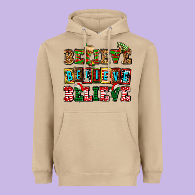 Believe Believe Believe Heavyweight Hoodie Designed By Adodesignshop