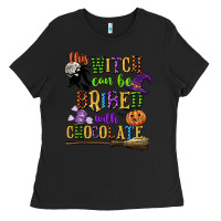 Black this witch can be bribed with chocolate Ladies Tee - CowGirlArtShop