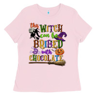 Bubblegum Pink this witch can be bribed with chocolate Ladies Tee - CowGirlArtShop