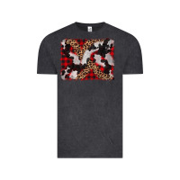 Vintage Black cowhide buffalo plaid leopad background Vintage Tee - CowCowDesign