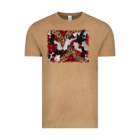 Vintage Camel cowhide buffalo plaid leopad background Vintage Tee - CowCowDesign