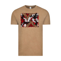 Vintage Coffee cowhide buffalo plaid leopad background Vintage Tee - CowCowDesign