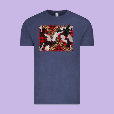 Cowhide Buffalo Plaid Leopad Background Vintage Tee Designed By Cowcowdesign