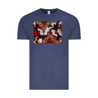 Vintage Denim cowhide buffalo plaid leopad background Vintage Tee - CowCowDesign