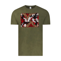 Vintage Olive cowhide buffalo plaid leopad background Vintage Tee - CowCowDesign