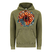 Vintage Olive American Flag sunflower 4th of july Vintage Hoodie - FaDigitalArtStudio