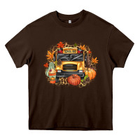 Chocolate Brown Fall School Bus Heavy Core Tee - texasbilliewilder