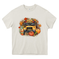 Cream Fall School Bus Heavy Core Tee - texasbilliewilder