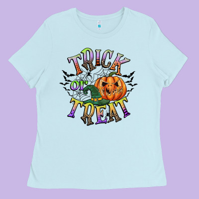 Trick Or Treat Ladies Tee Designed By Cowgirlartshop