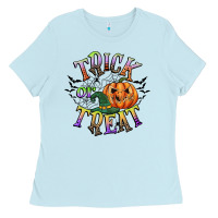 Baby Blue trick or treat Ladies Tee - CowGirlArtShop