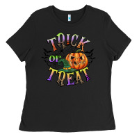 Black trick or treat Ladies Tee - CowGirlArtShop
