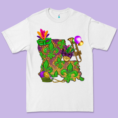 Louisiana Map Mardi Gras Premium Tee Designed By Howdyjamesfarm